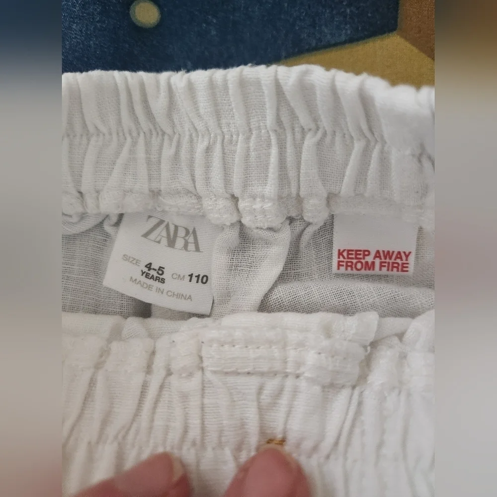 Zara Kids White Linen Trousers